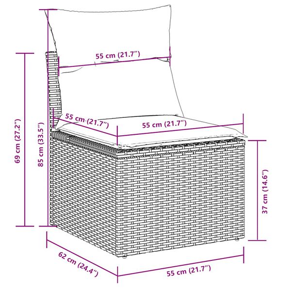 vidaXL 7 Piece Garden Sofa Set with Cushions Black Poly Rattan