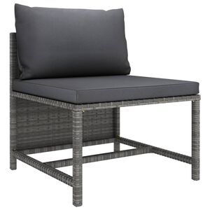 vidaXL Sectional Middle Sofa with Cushions Grey Poly Rattan