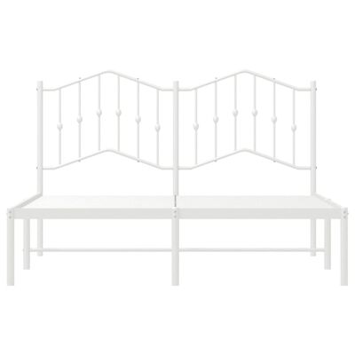 vidaXL Metal Bed Frame with Headboard White 135x190 cm Double