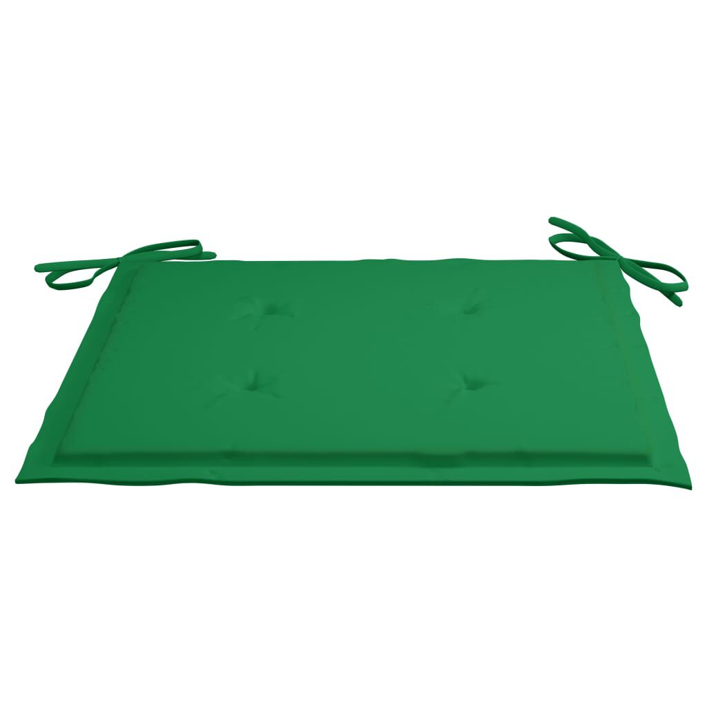 vidaXL Garden Chairs with Green Cushions 2 pcs Solid Teak Wood