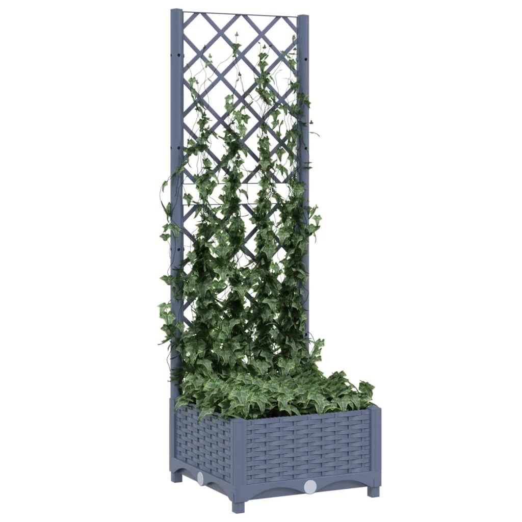 vidaXL Garden Planter with Trellis Blue Grey 40x40x121.5 cm PP
