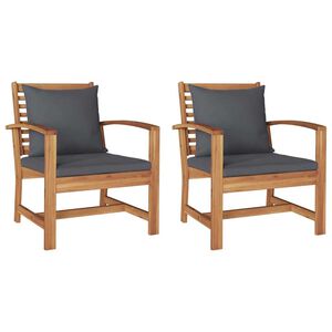 vidaXL Garden Chairs 2 pcs Natural 60 x 65 x 76.5 cm Solid teak wood