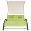 vidaXL Double Sun Lounger with Canopy Textilene Green