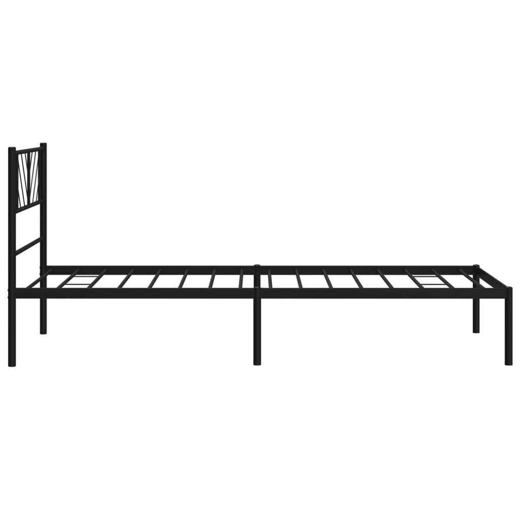 vidaXL Metal Bed Frame without Mattress with Headboard Black 100x190cm