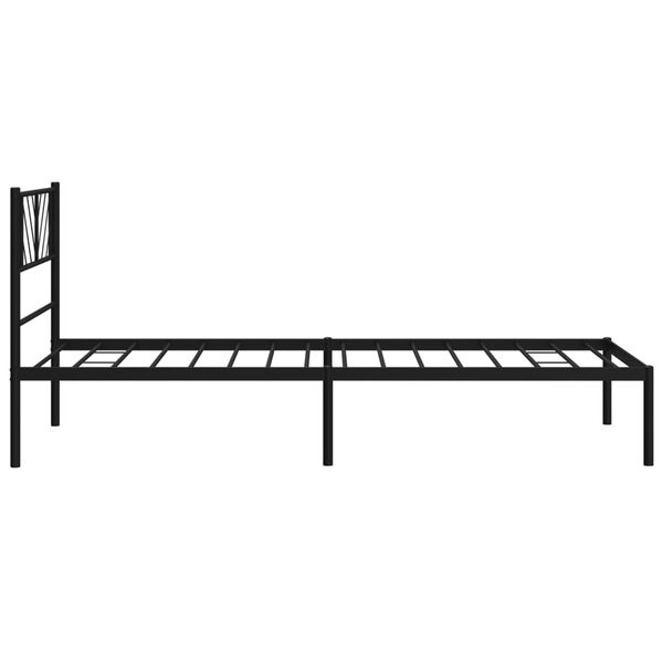 vidaXL Metal Bed Frame without Mattress with Headboard Black 100x190cm