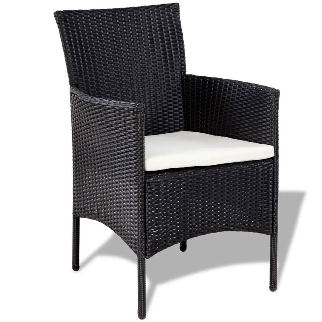 vidaXL Garden Sofa Set 7 Pieces Poly Rattan Black and Cream White