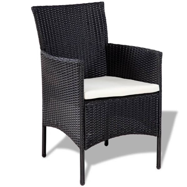 vidaXL Garden Sofa Set 7 Pieces Poly Rattan Black and Cream White