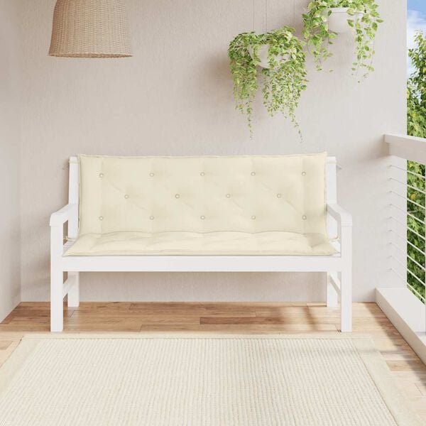 vidaXL Garden Bench Cushion Cream White 150x(50+50)x7cm Oxford Fabric
