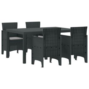 vidaXL Garden Dining Set 5 pcs Anthracite Polt rattan