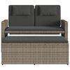 vidaXL Reclining Garden Bench with Cushions Grey Poly Rattan