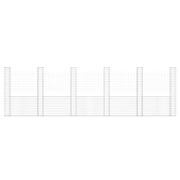 vidaXL U-shape Gabion Basket with 6 Posts Iron 620x20x200 cm