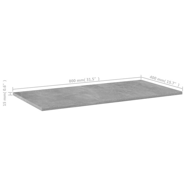 vidaXL Bookshelf Boards 8 pcs Concrete Grey 80x40x1.5 cm Engineered Wood