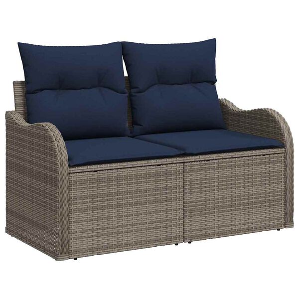 vidaXL Garden Sofa Set with Cushion Manual 10 pcs Grey and navy blue