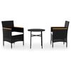 vidaXL 3 Piece Garden Dining Set Poly Rattan Black