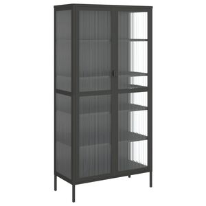 vidaXL Highboard Black 85x40x180 cm Glass and Steel