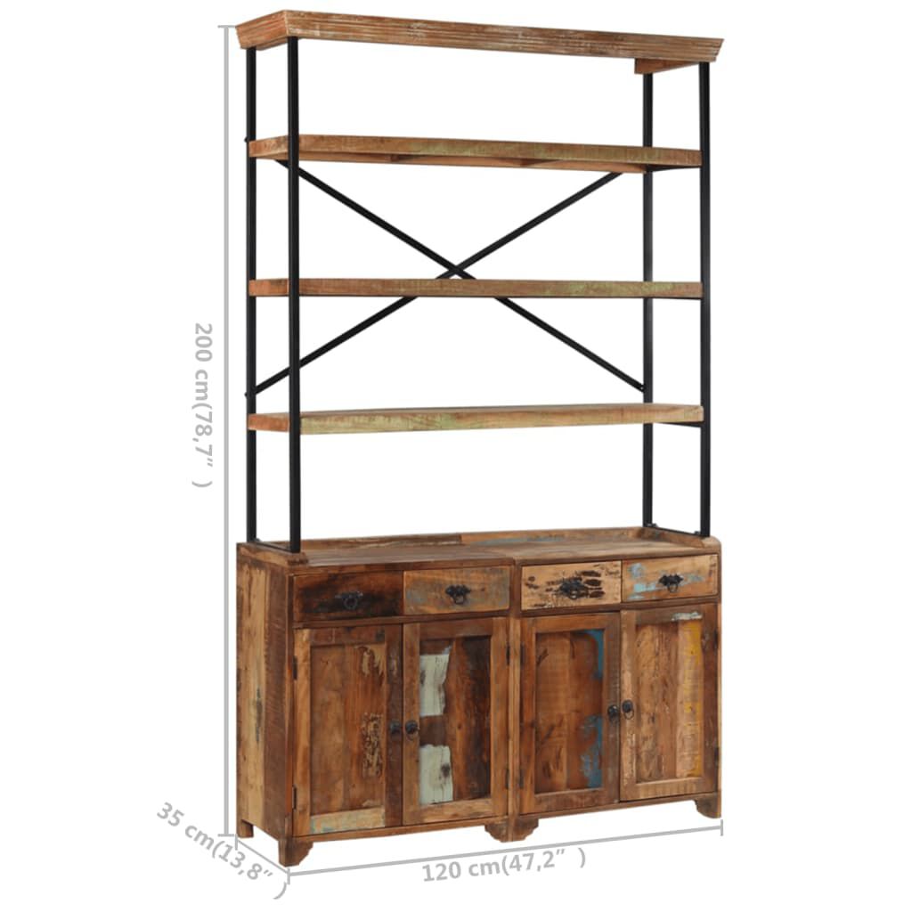 vidaXL Sideboard with Shelves Solid Reclaimed Wood 120x35x200 cm
