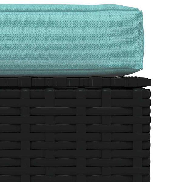 vidaXL Garden Footrest with Cushion Black 70x70x30 cm Poly Rattan