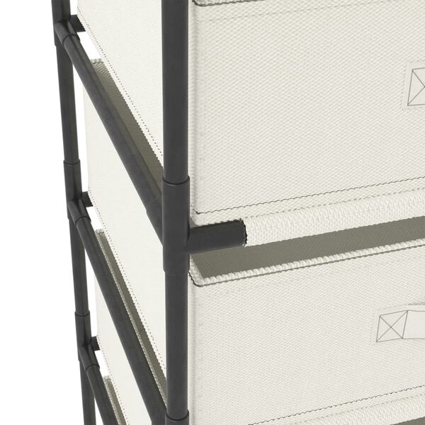 vidaXL Storage Rack with 4 Fabric Baskets Steel Cream