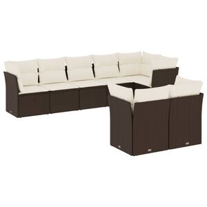vidaXL 8 Piece Garden Sofa Set with Cushions Brown Poly Rattan