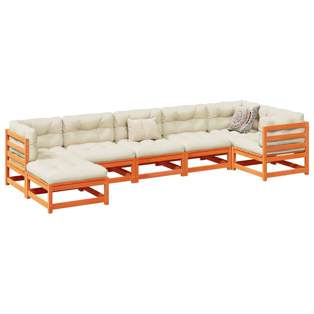 vidaXL 7 Piece Garden Sofa Set Wax Brown Solid Wood Pine