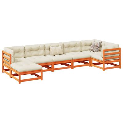 vidaXL 7 Piece Garden Sofa Set Wax Brown Solid Wood Pine