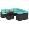 vidaXL Garden Dining Set with Cushion 9 pcs Black and Teal