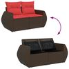 vidaXL Garden Sofa with Cushions 2-Seater Brown Poly Rattan