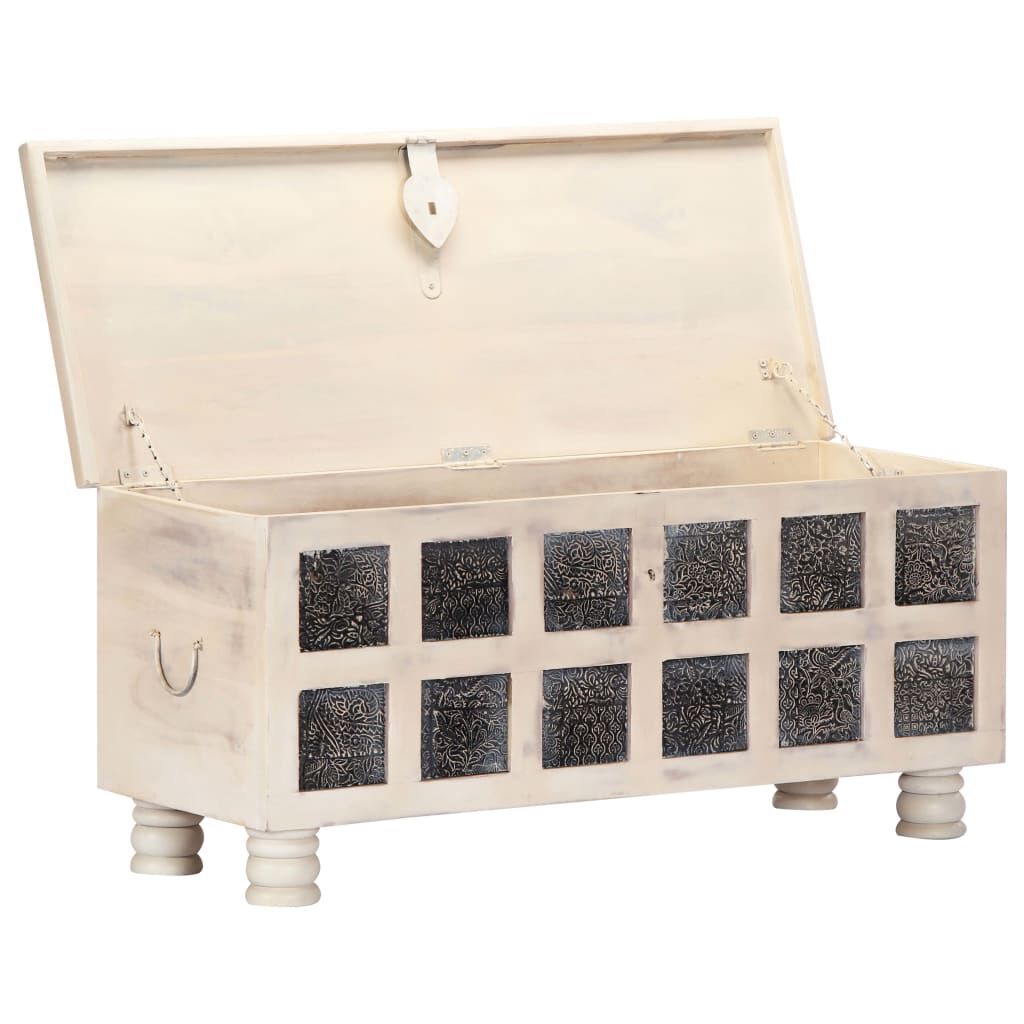vidaXL Storage Box White 110x40x45 cm Solid Acacia Wood