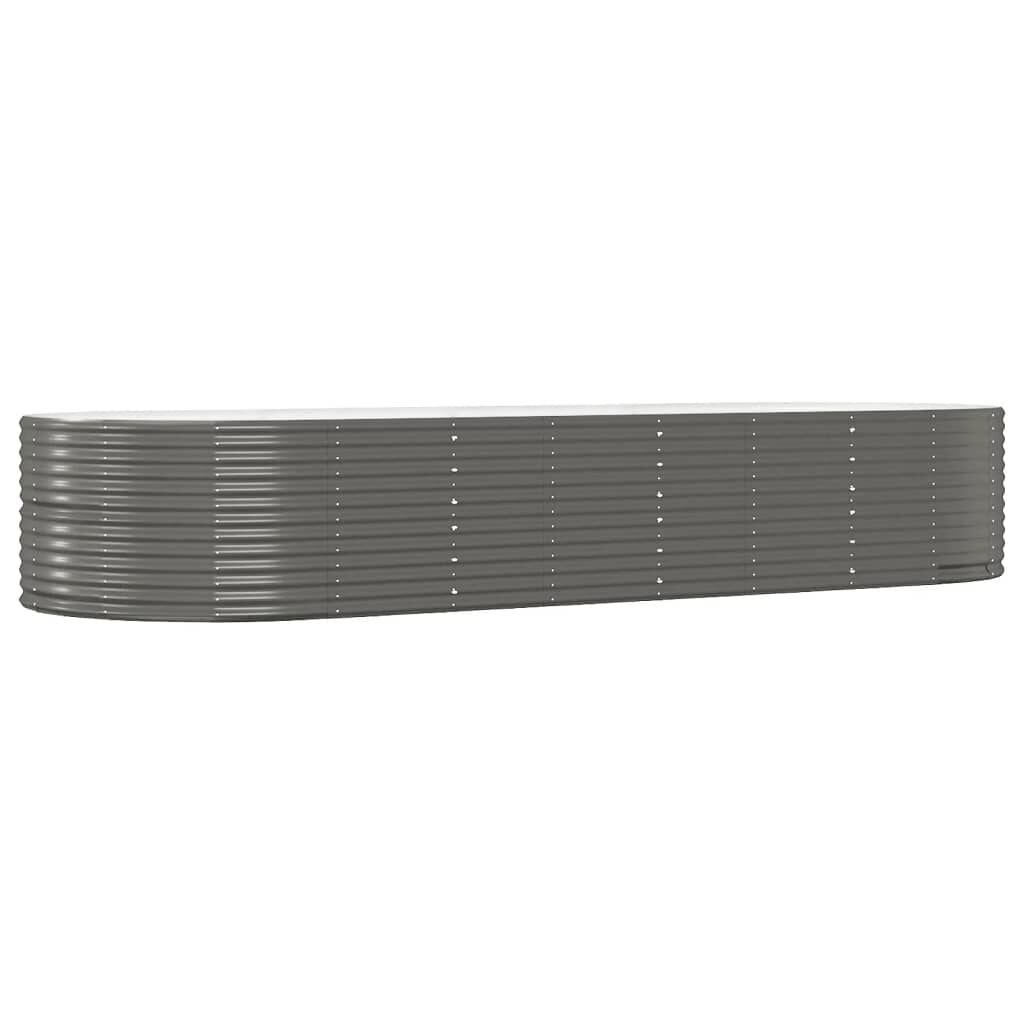 vidaXL Garden Raised Bed Grey 367x140x68 cm Powder-coated Steel