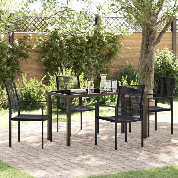 vidaXL Garden Dining Set 5 pcs Black Powder-Coated Steel
