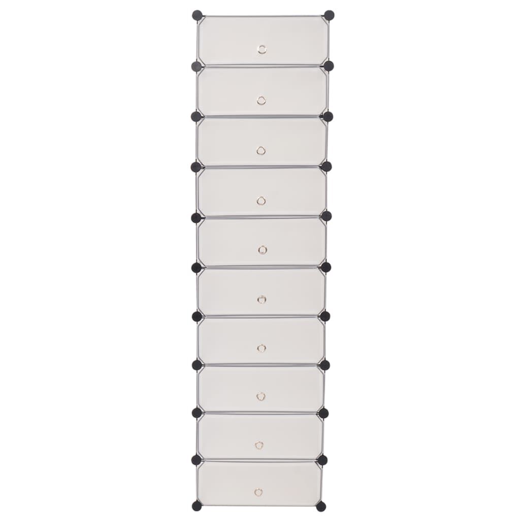 vidaXL Interlocking Shoe Organiser with 10 Compartments White