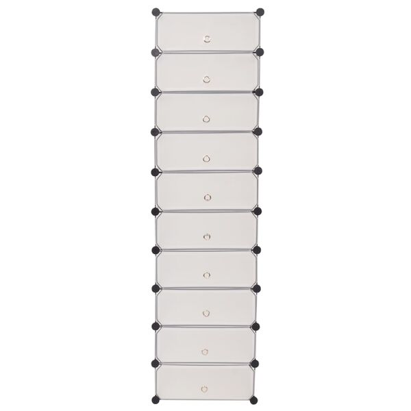 vidaXL Interlocking Shoe Organiser with 10 Compartments White
