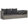 vidaXL Outdoor Lounge Bed with Cushions Grey Poly Rattan