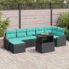 vidaXL Garden Sofa Set with Cushion 8 pcs Black and Turquoise