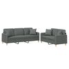 vidaXL 2 Piece Sofa Set with Pillows Dark Grey Fabric