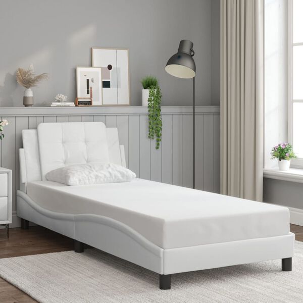 vidaXL Bed Frame with LED without Mattress "Zadar" White 100x190 cm