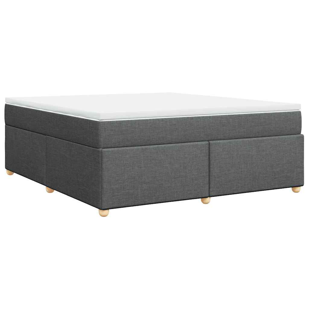 vidaXL Box Spring Bed with Mattress Dark Grey California King Fabric