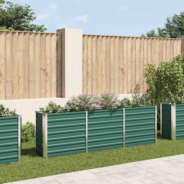 vidaXL Garden Raised Bed Galvanised Steel 240x40x77 cm Green