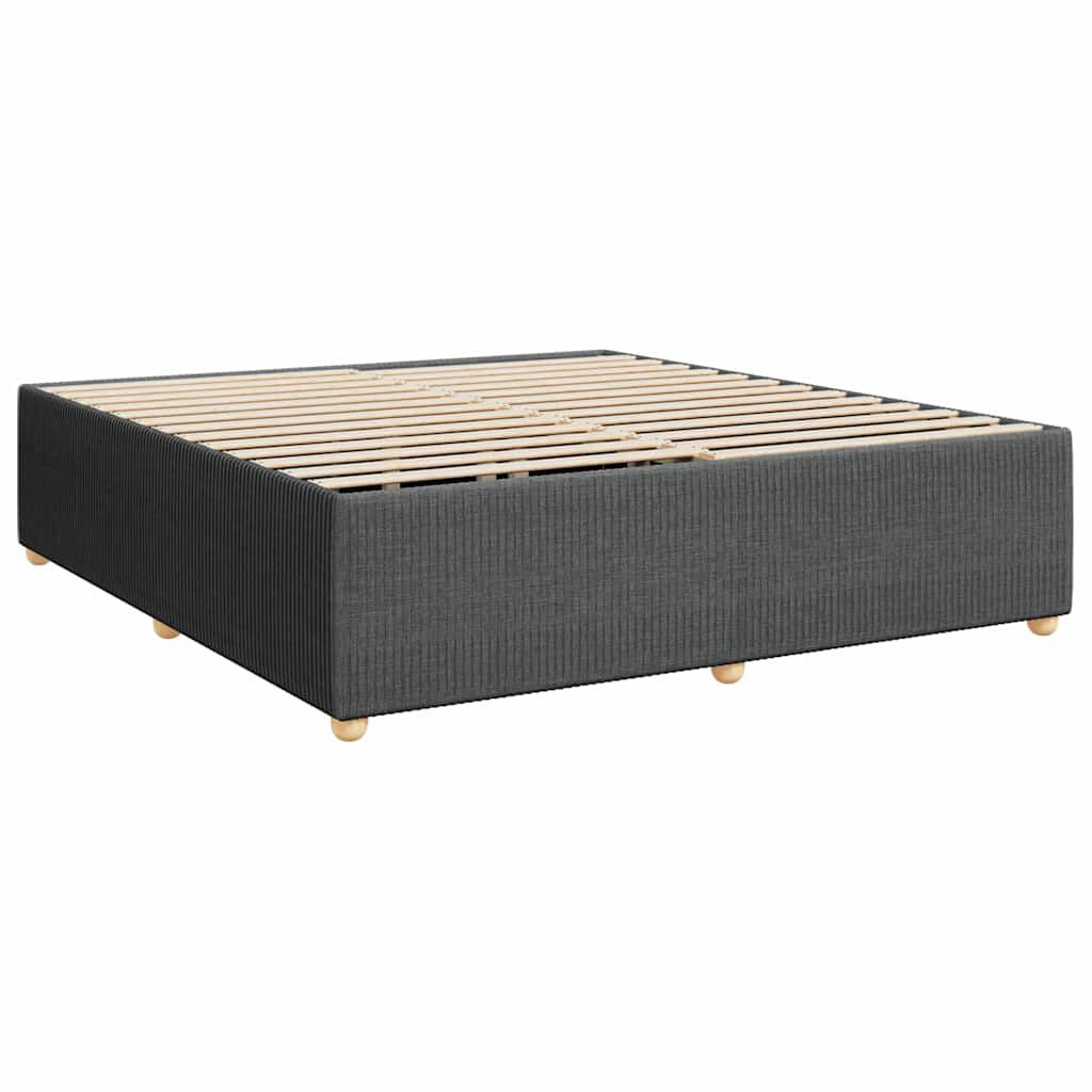 vidaXL Box Spring Bed with Mattress Dark Grey King Fabric