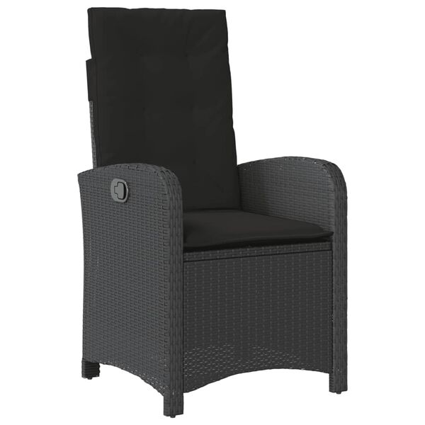 vidaXL 2 Piece Garden Dining Set with Cushions Black Poly Rattan