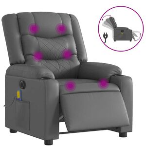 vidaXL Electric Massage Recliner Chair Grey Faux Leather