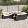 vidaXL 10 Piece Garden Sofa Set with Cushions Black Poly Rattan Acacia