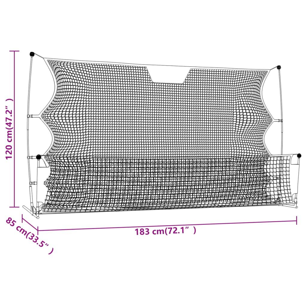 vidaXL Football Rebounder Net Black and Yellow 183x85x120 cm Polyester