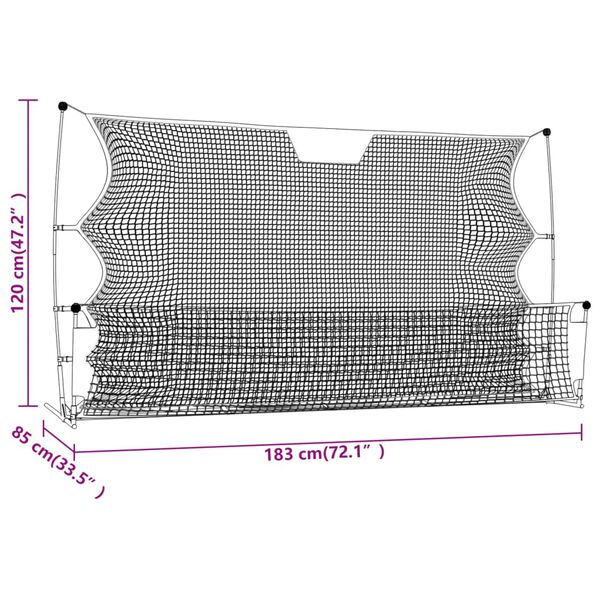 vidaXL Football Rebounder Net Black and Yellow 183x85x120 cm Polyester