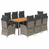 vidaXL 9 Piece Garden Dining Set with Cushions Grey Poly Rattan
