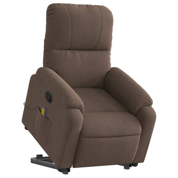 vidaXL Stand up Massage Recliner Chair Brown Microfibre Fabric