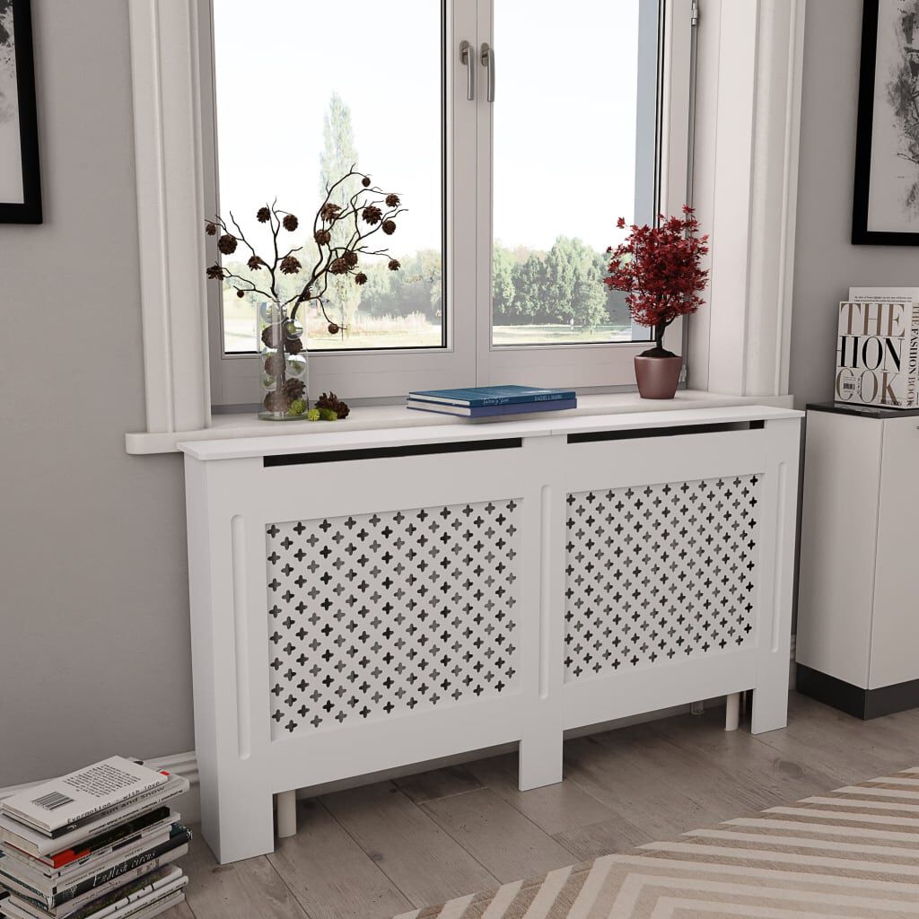 vidaXL Radiator Cover White 152x19x81.5 cm MDF
