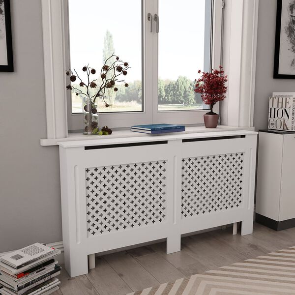 vidaXL Radiator Cover White 152x19x81.5 cm MDF