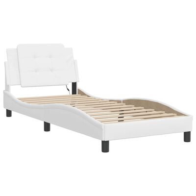 vidaXL Bed Frame with LED without Mattress White 100x190 cm