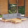 vidaXL 5 Piece Garden Lounge Set with Grey Cushions Pinewood